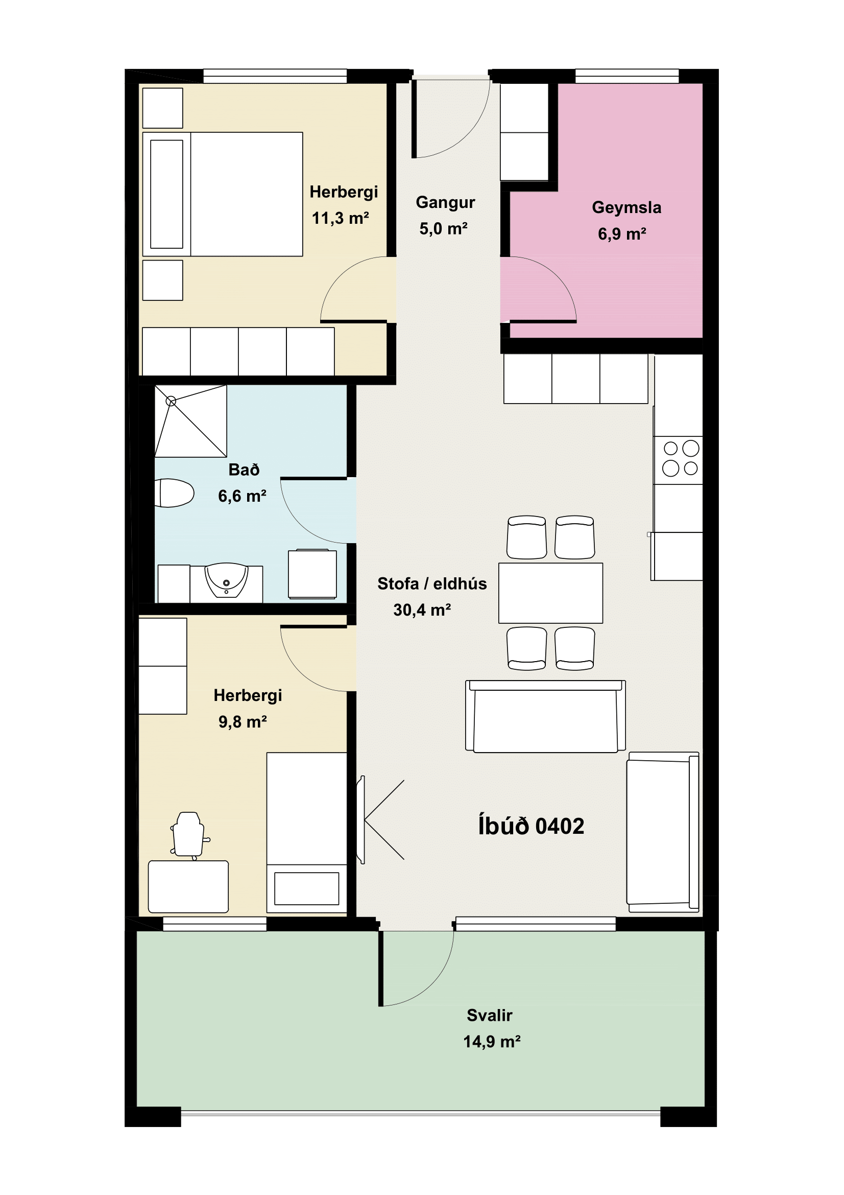 Íbúð 402 - Teikning
