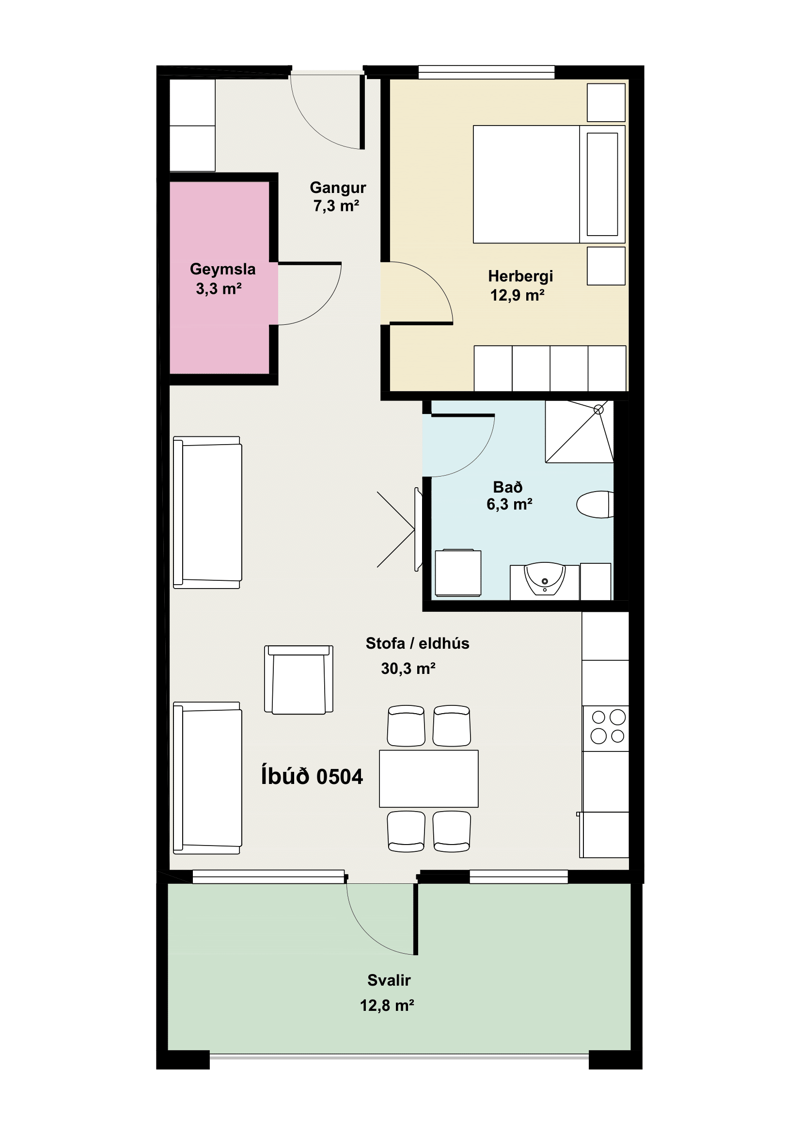 Íbúð 504 - Teikning