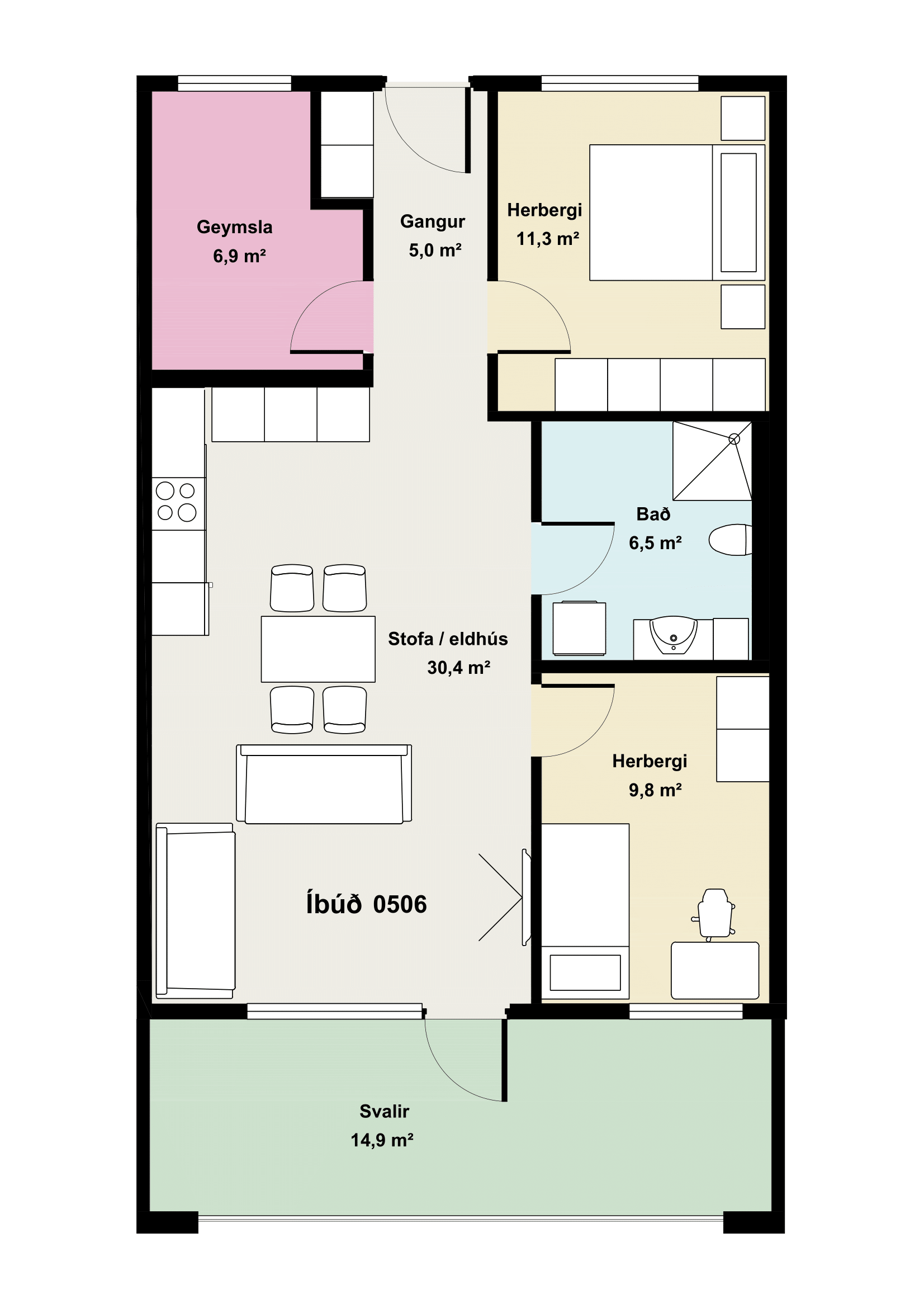 Íbúð 506 - Teikning