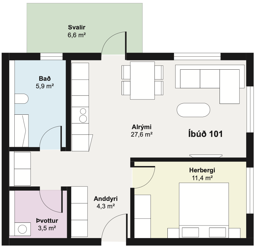 Teikning fyrir íbúð 101