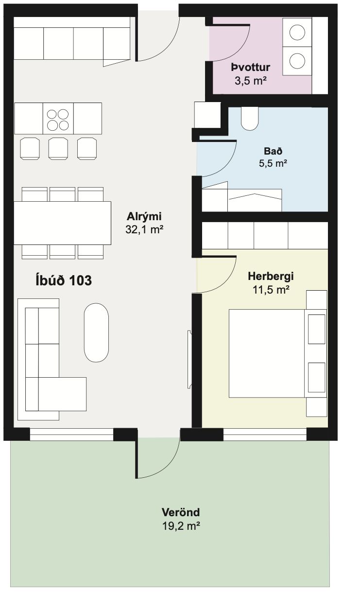Íbúð 103 - Teikning