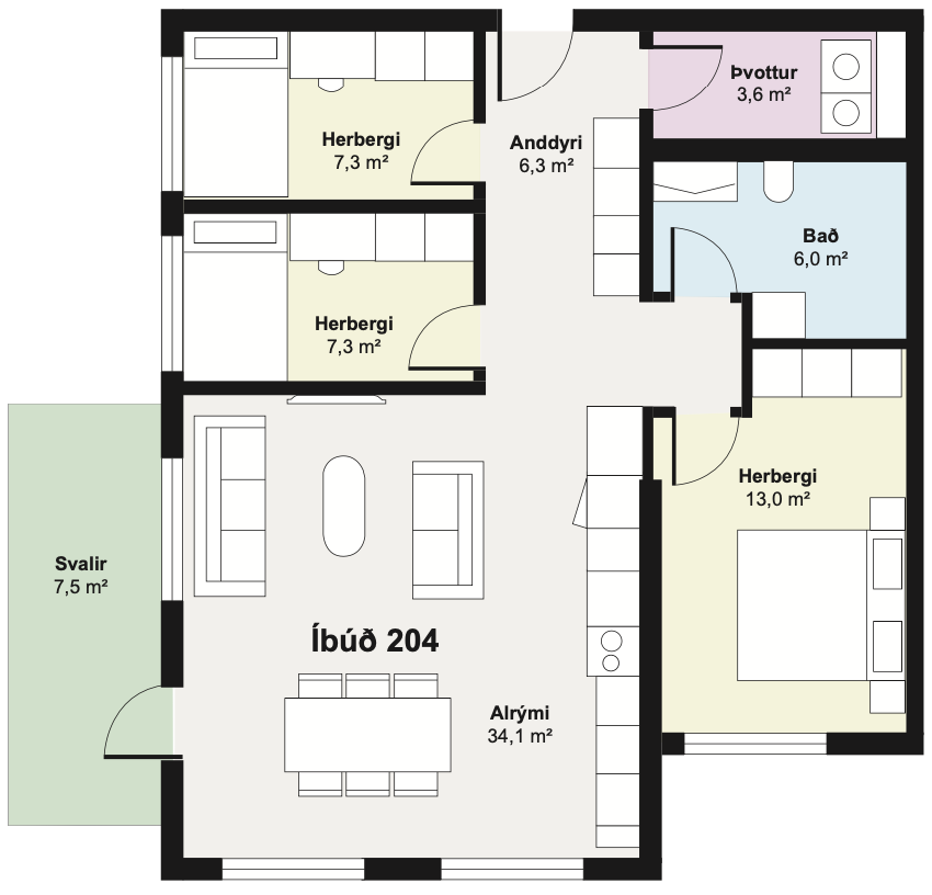 Íbúð 204 - Teikning
