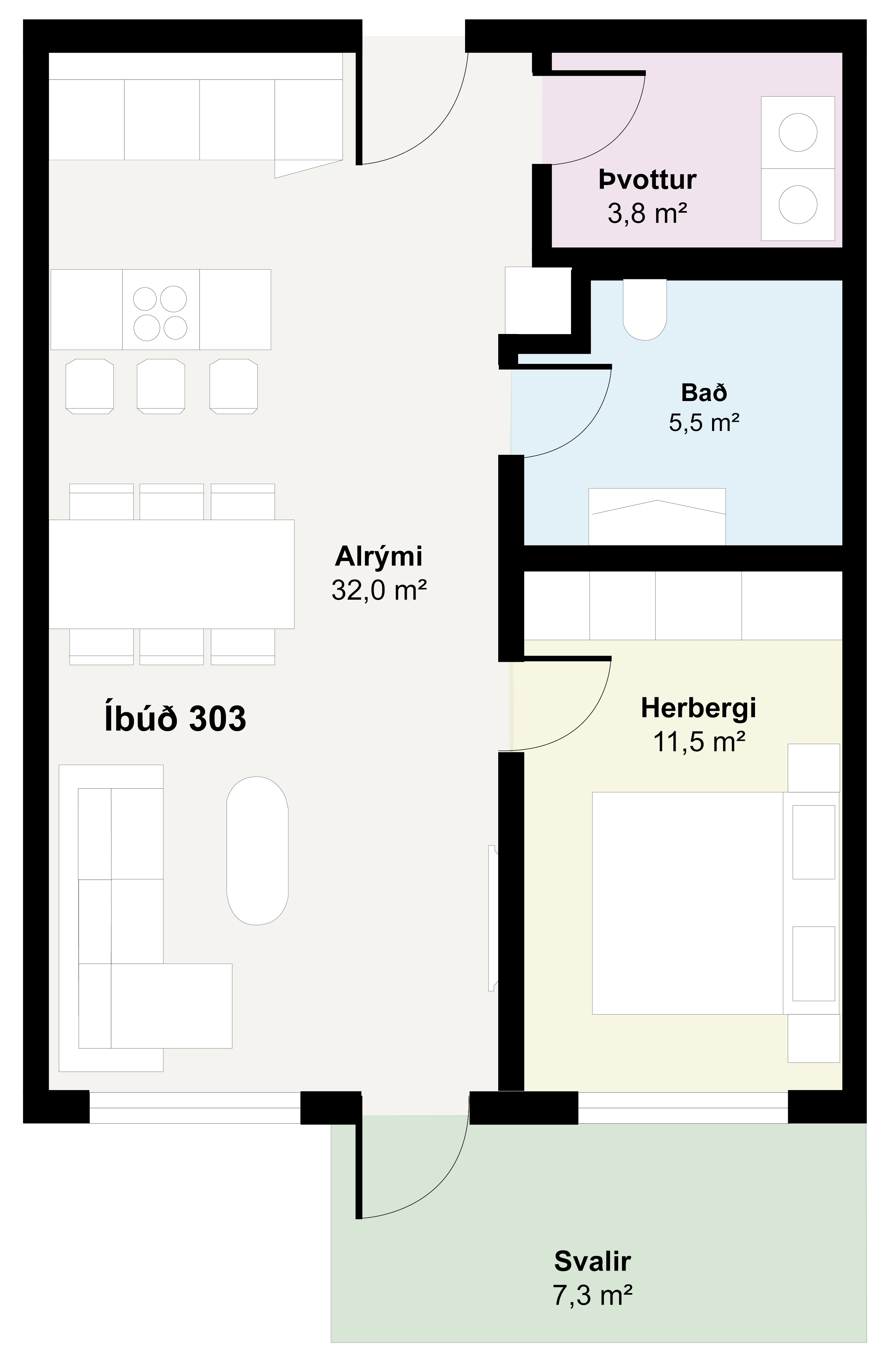 Teikning fyrir íbúð 303