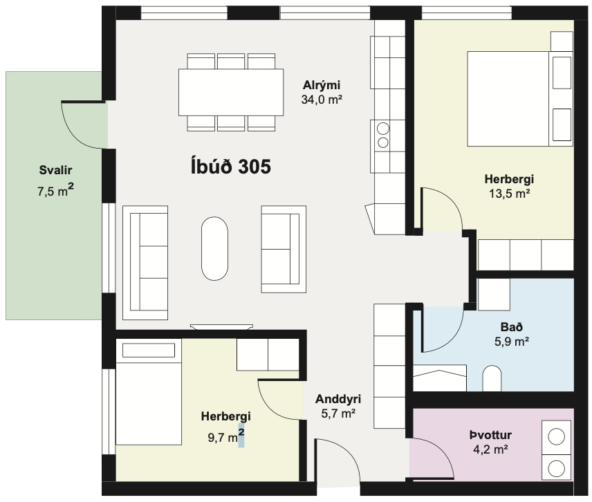 Íbúð 305 - Teikning