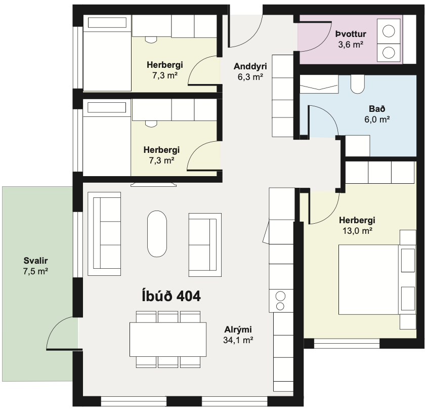Íbúð 404 - Teikning