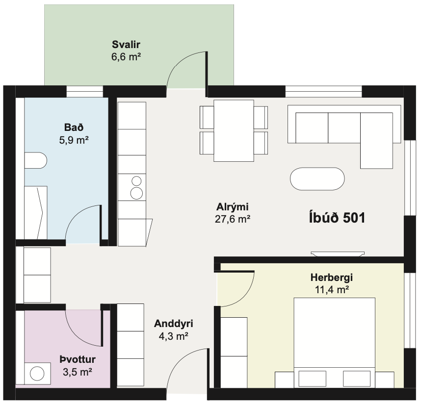 Íbúð 501 - Teikning
