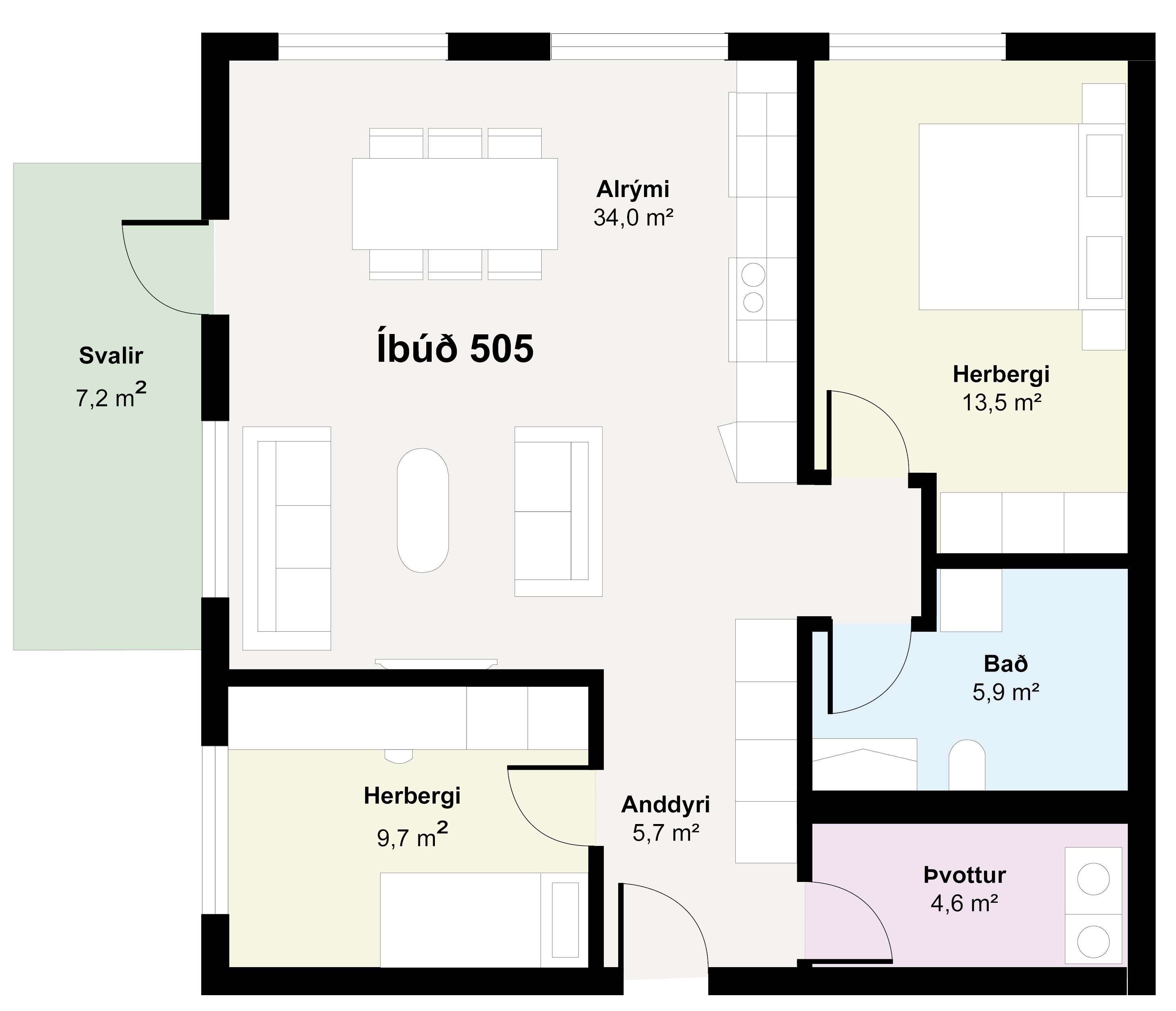 Íbúð 505 - Teikning