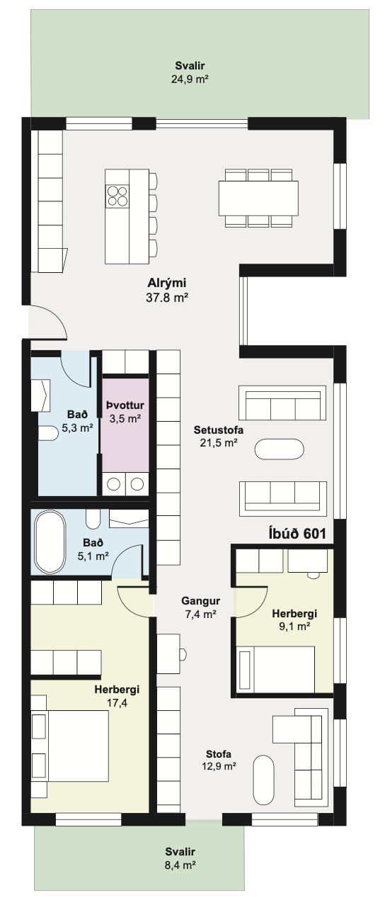 Teikning fyrir íbúð 601