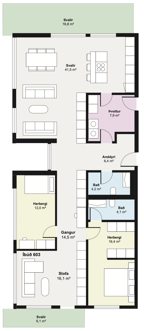 Teikning fyrir íbúð 603