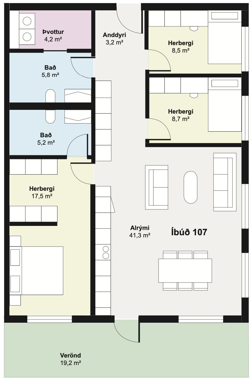 Íbúð 107 - Teikning