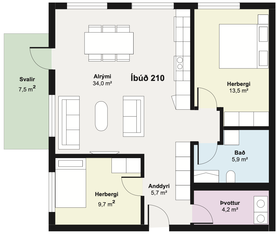 Íbúð 210 - Teikning