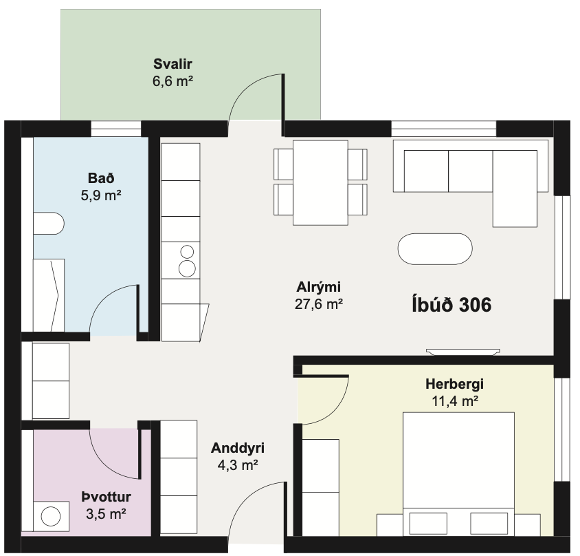 Íbúð 306 - Teikning