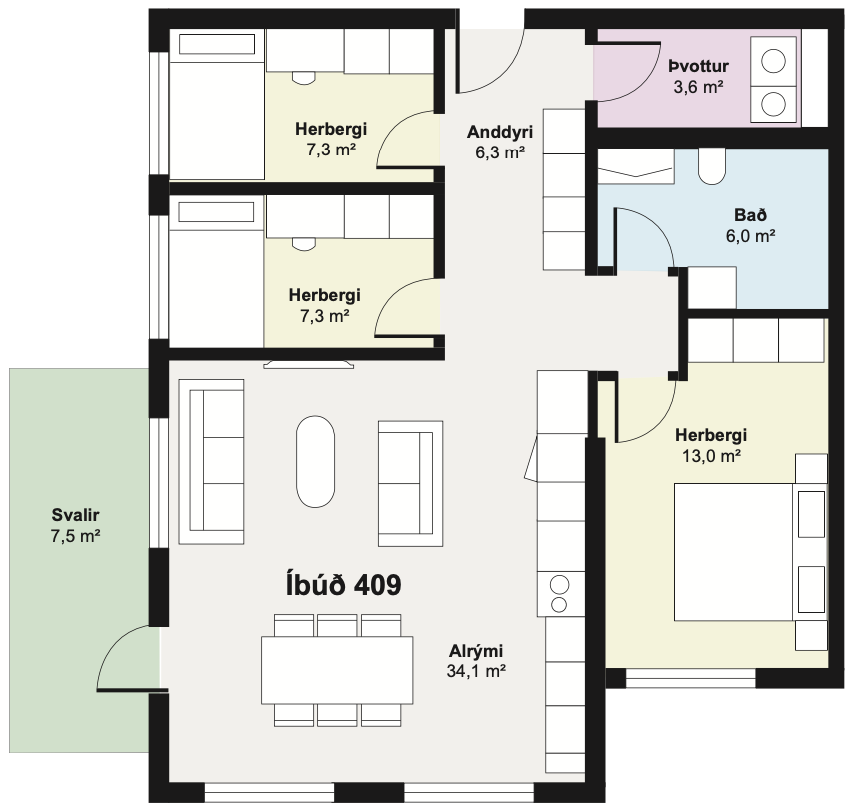 Íbúð 409 - Teikning