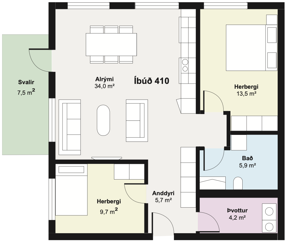 Íbúð 410 - Teikning