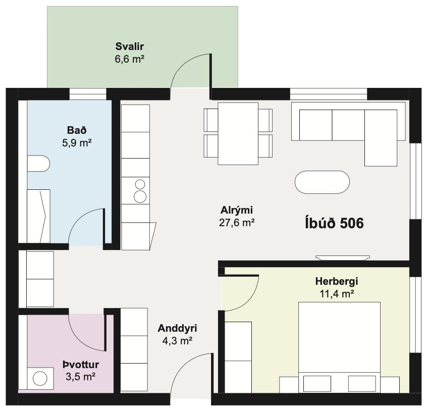 Íbúð 506 - Teikning