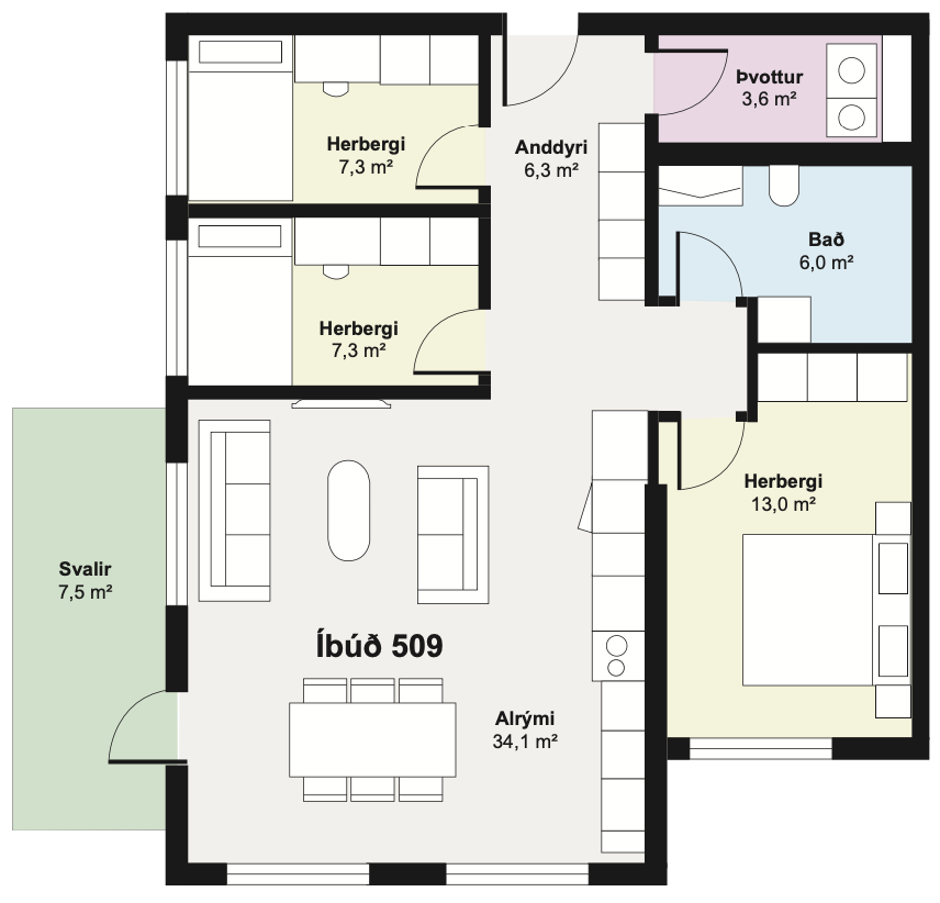 Íbúð 509 - Teikning