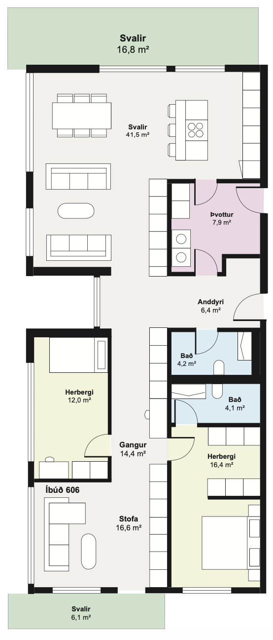 Íbúð 606 - Teikning