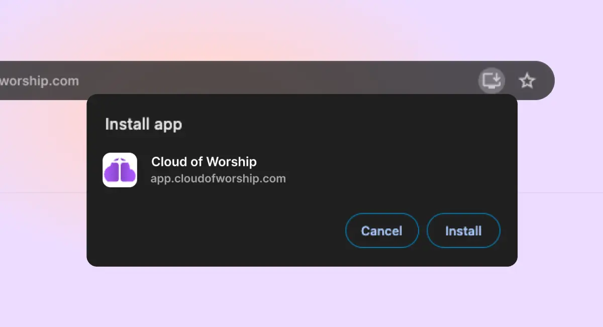 Installing Cloud of Worship as a Progressive Web App
