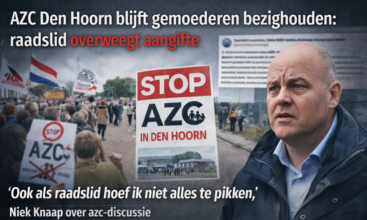 AZC Den Hoorn blijft gemoederen bezighouden: raadslid overweegt aangifte