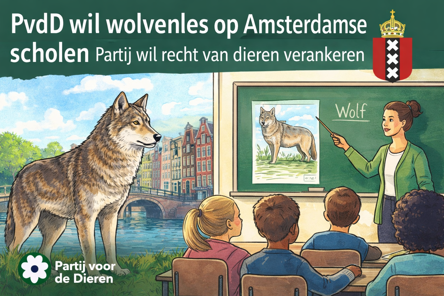 Partij voor de Dieren wil wolvenles op Amsterdamse scholen