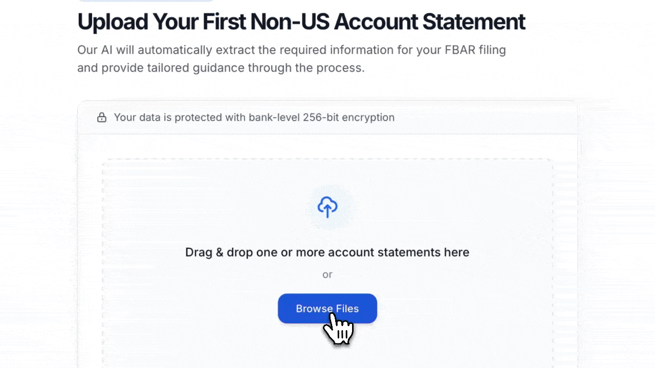 FastFBAR demo showing automated FBAR filing process