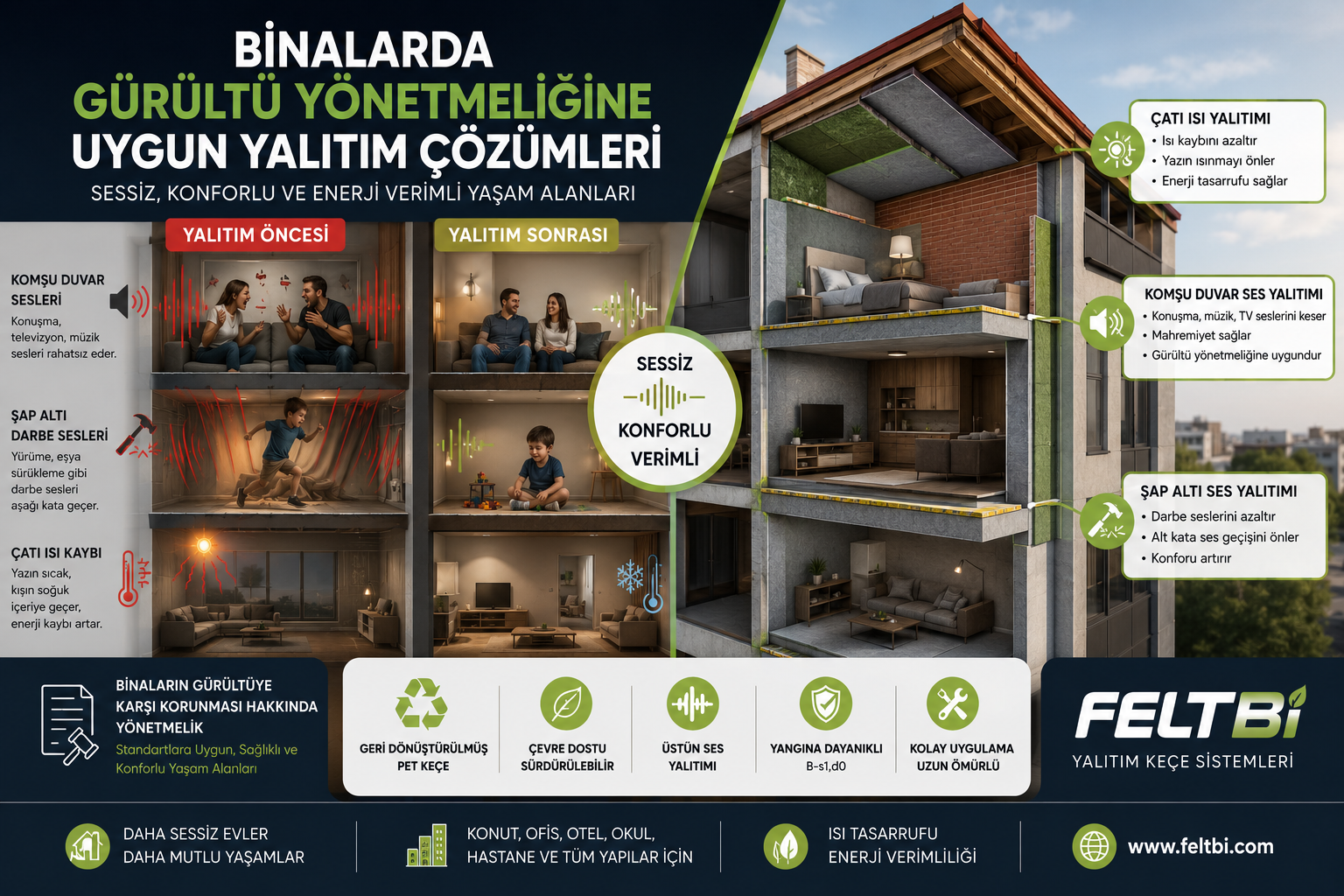Binalarda Gürültü Yönetmeliğine Uygun Akustik Keçe Çözümleri