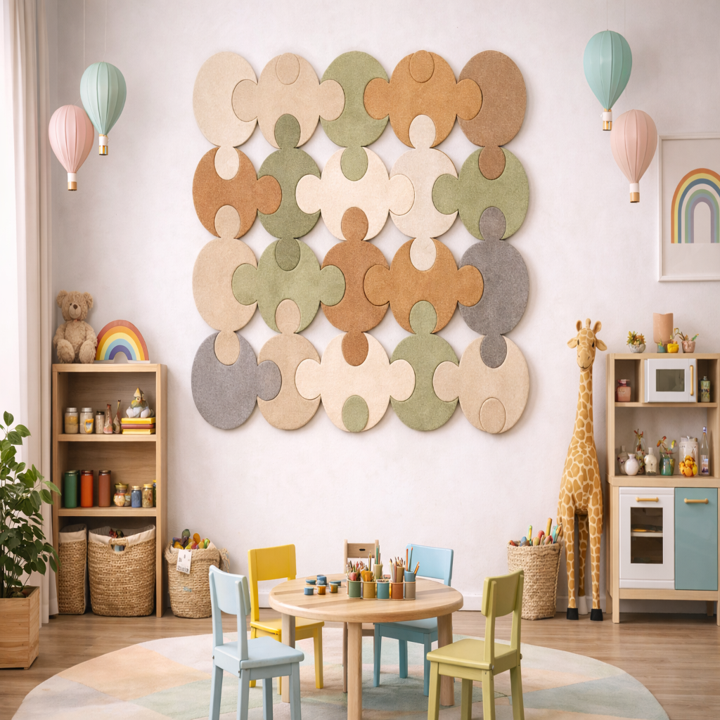 Zone - Puzzle Desenli Akustik Keçe Duvar Paneli