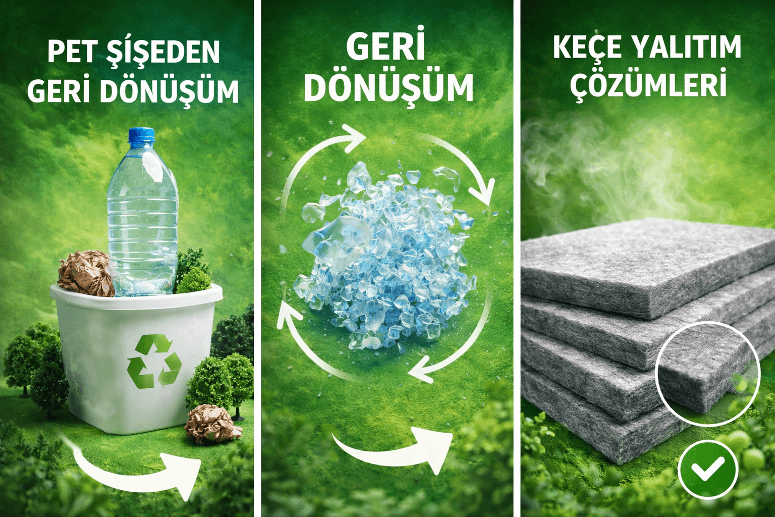 Plastik şişeden akustik keçe panele
