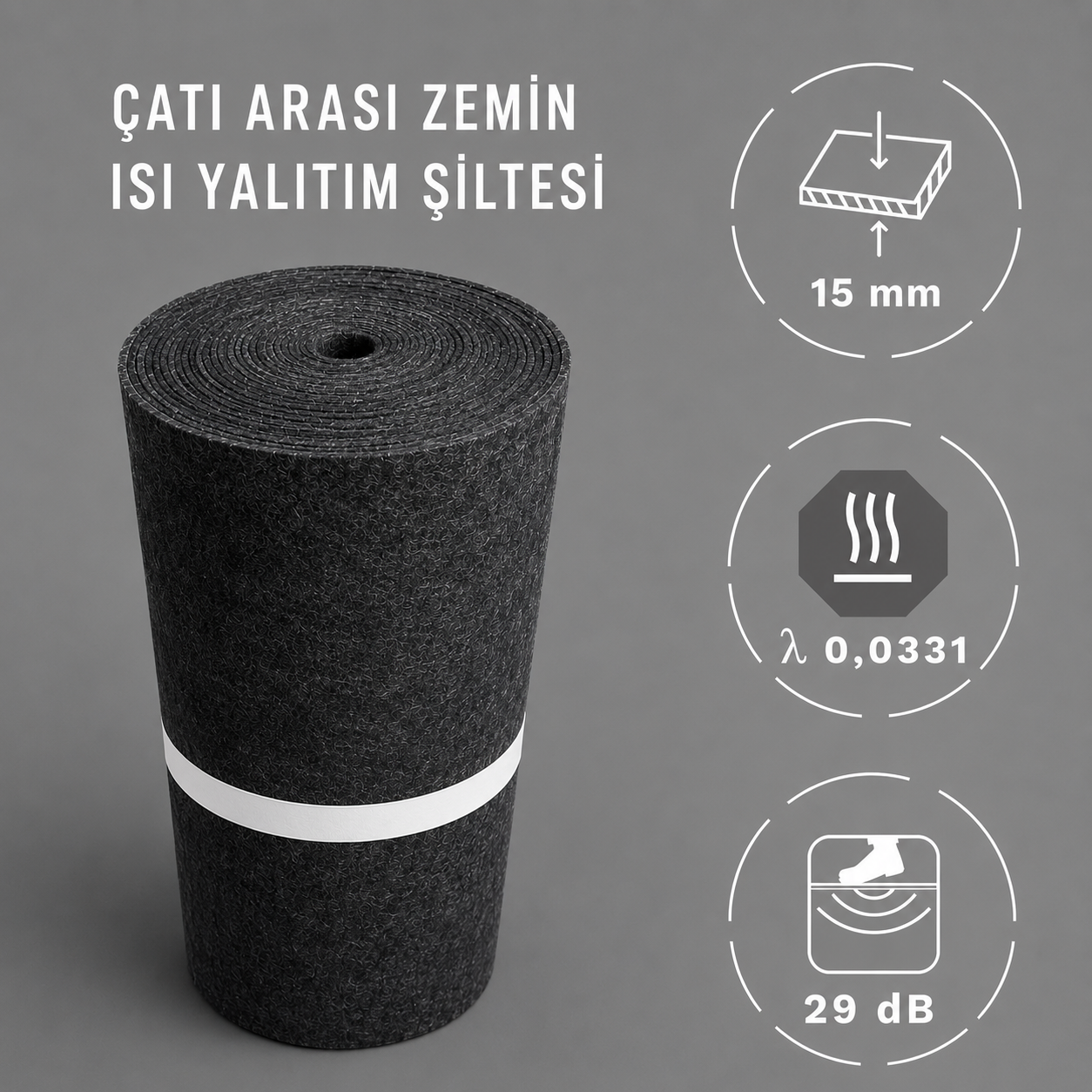 15mm 1000 gr/m2 Çatı Arası Zemin Isı Yalıtım Şiltesi