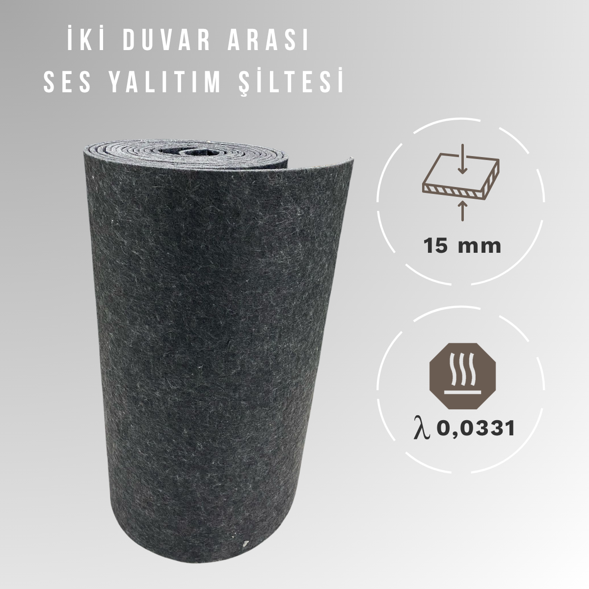 15mm İki Duvar Arası Ses Yalıtım Keçe Şiltesi