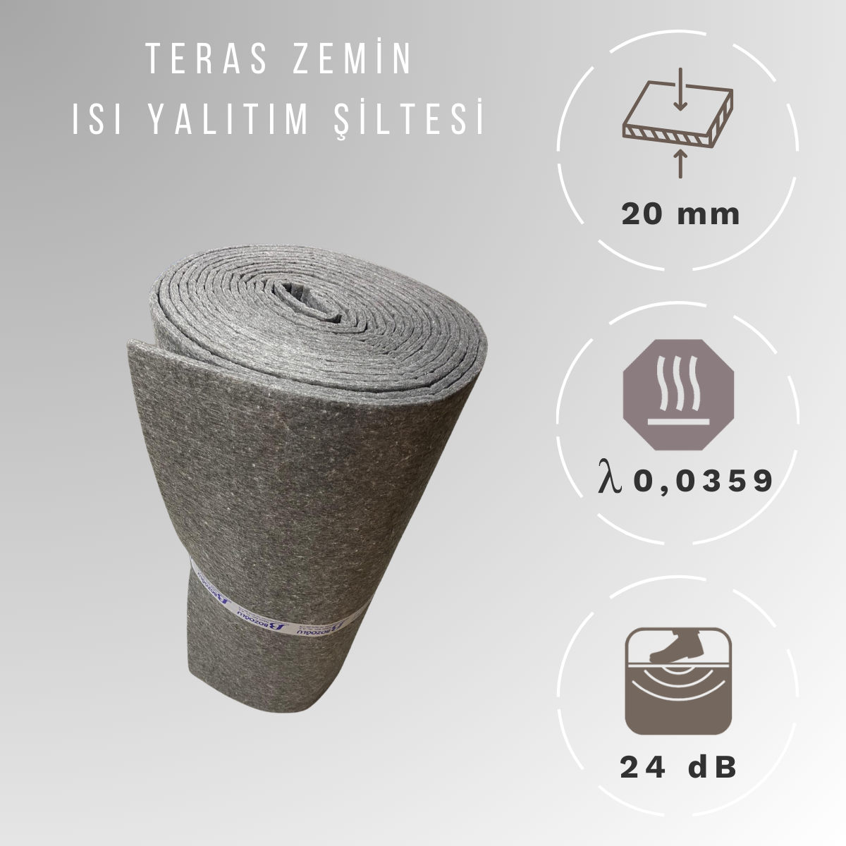 20 mm 800 gr/m2 Teras Çatı Isı Yalıtım Şiltesi