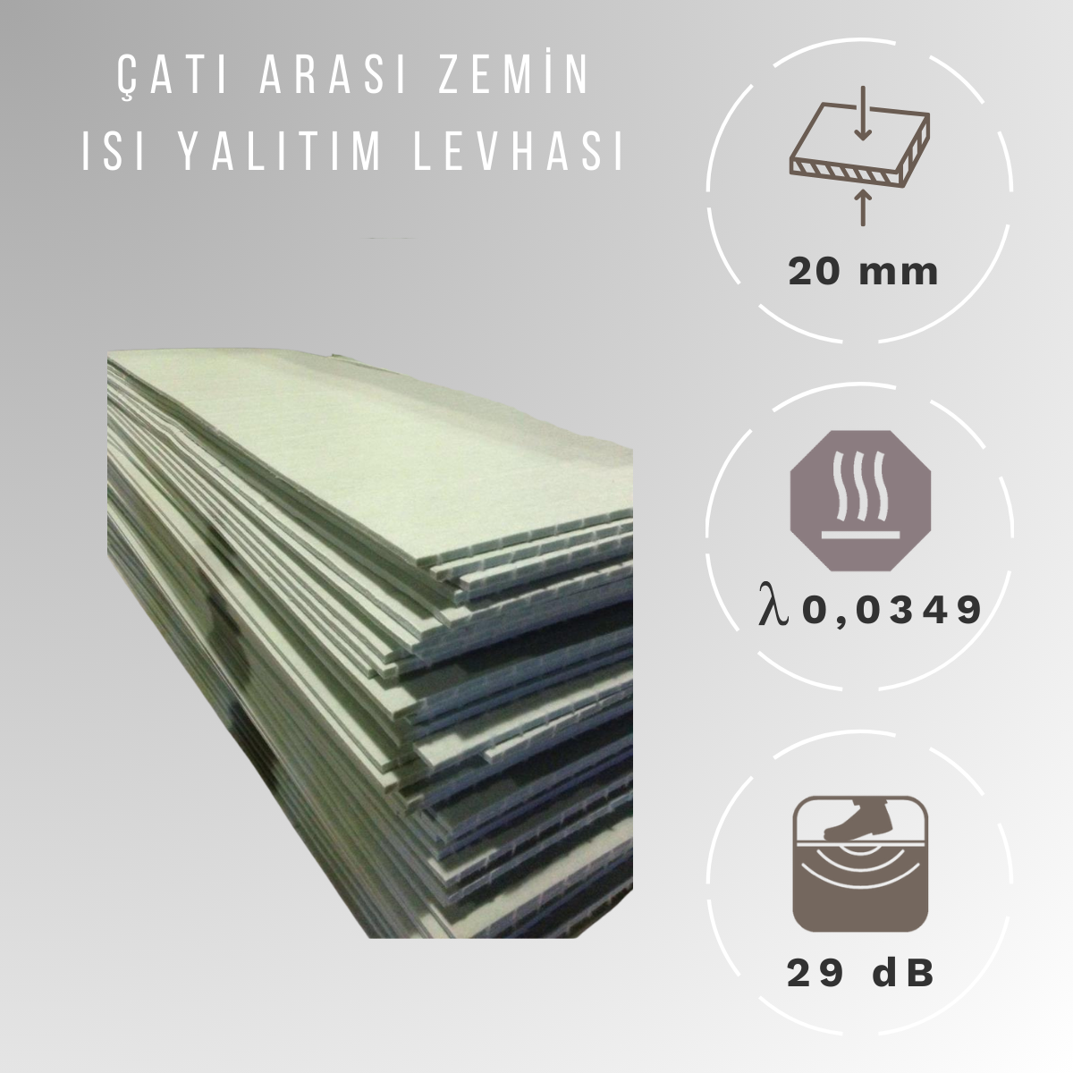 20mm 1500gr/m2 Çatı Arası Zemin Isı Yalıtım Levhası