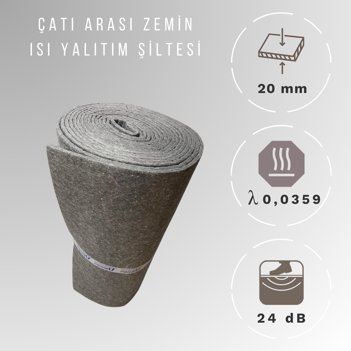 20mm YN 800 gr/m2 - Çatı Arası Zemin Isı Yalıtım Şiltesi