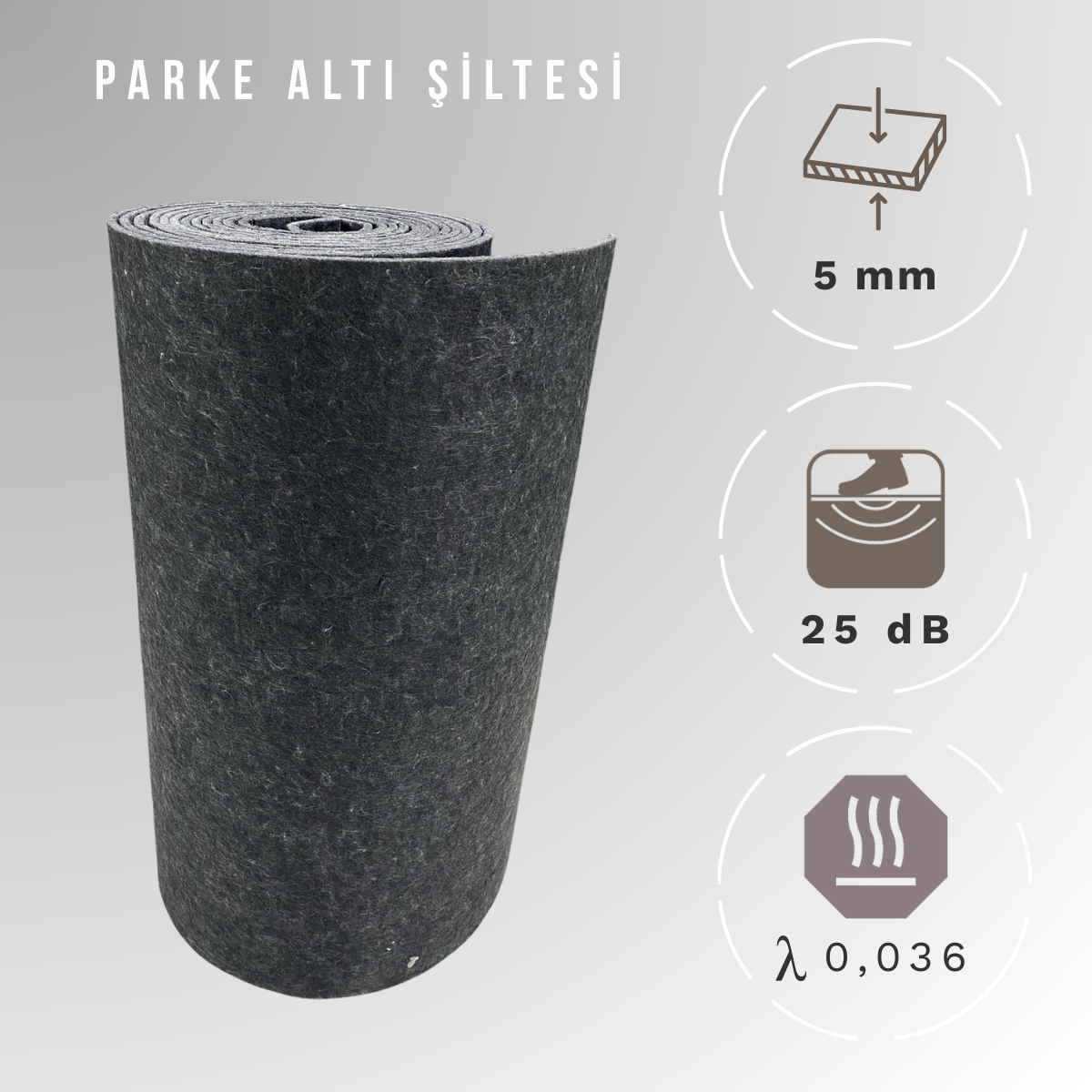 5mm 500 gr/m2 Parke Altı Şiltesi Polyester Elyaf Keçe