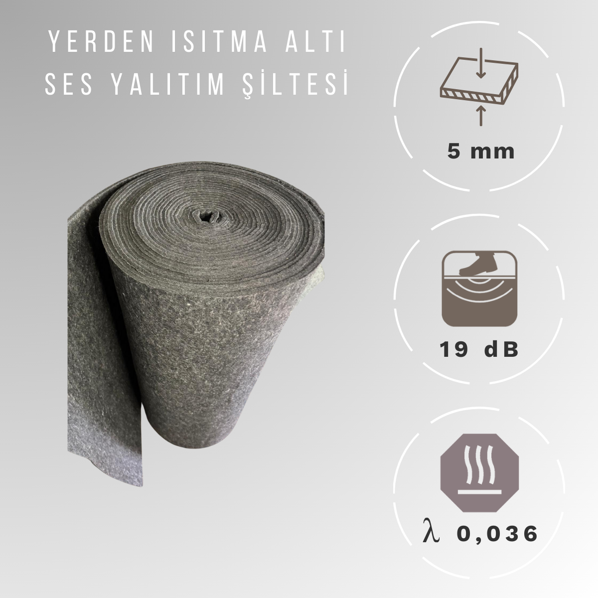 5mm - Yerden Isıtma Altı Ses Yalıtım Şiltesi P.Elyaf Keçe - Keçe Ses Şiltesi