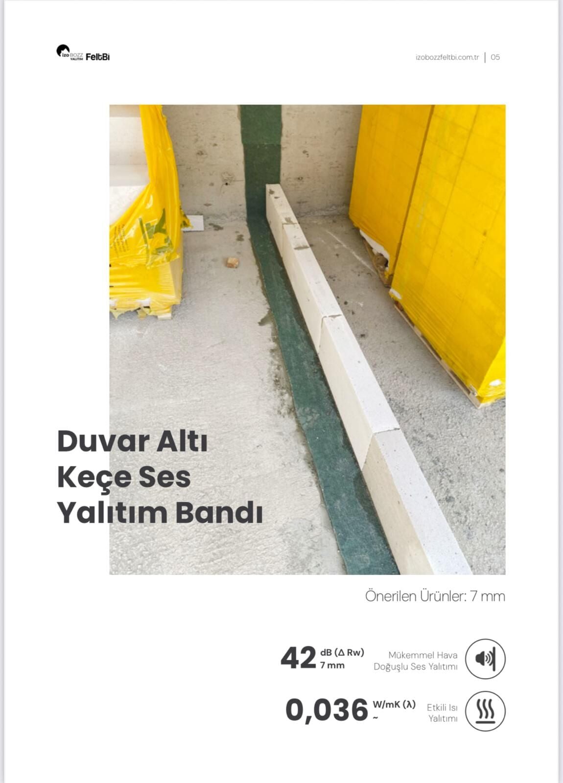 Duvar Altı Keçe Ses Yalıtım Bandı