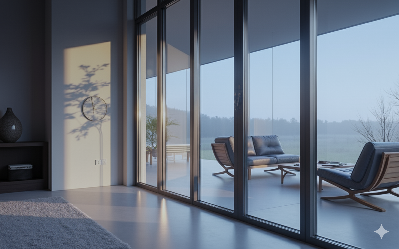 Modern house with large windows