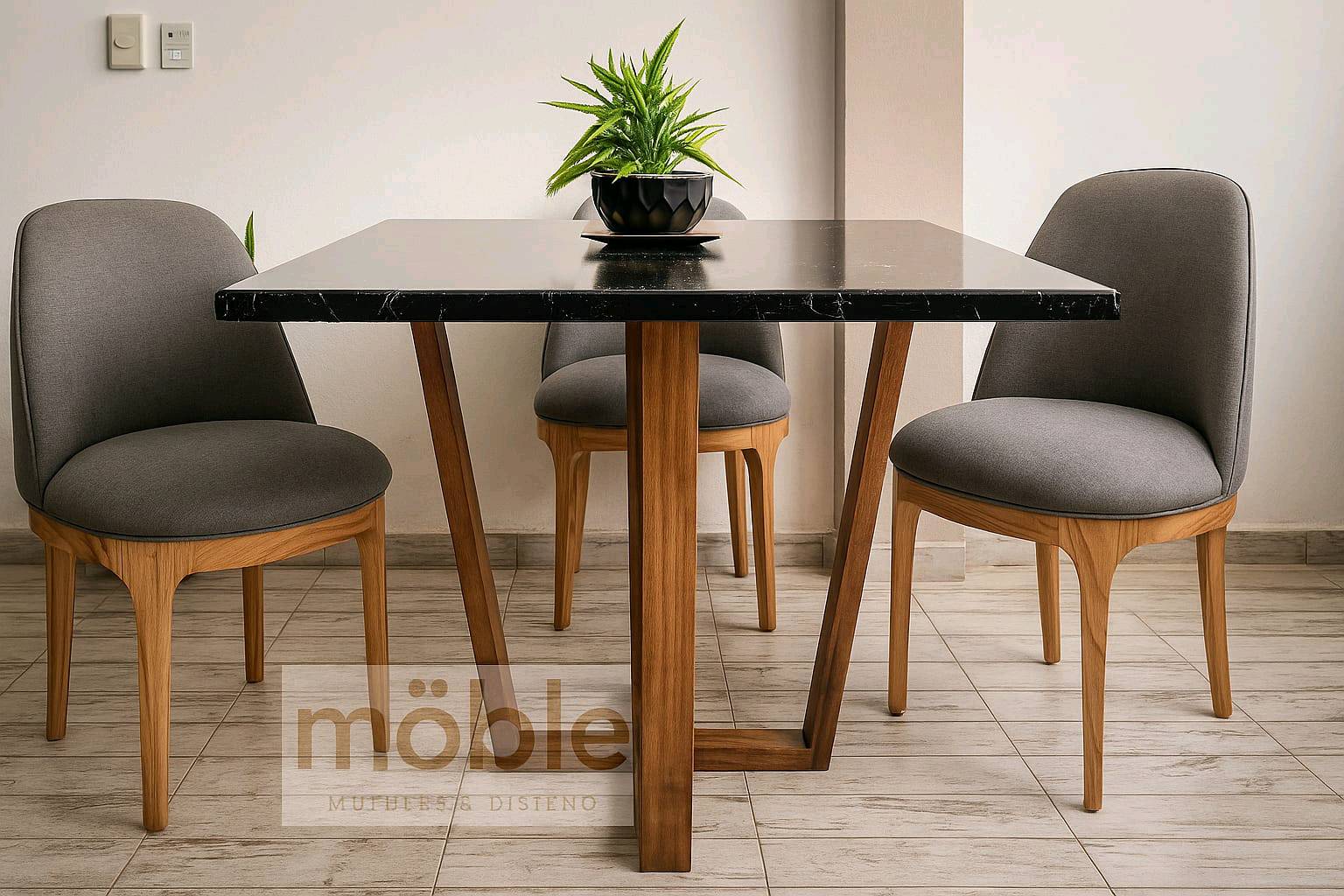 Mesa cuadrada símil marmol