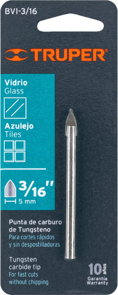 Broca para vidrio y azulejo de 3/16", TRUPER