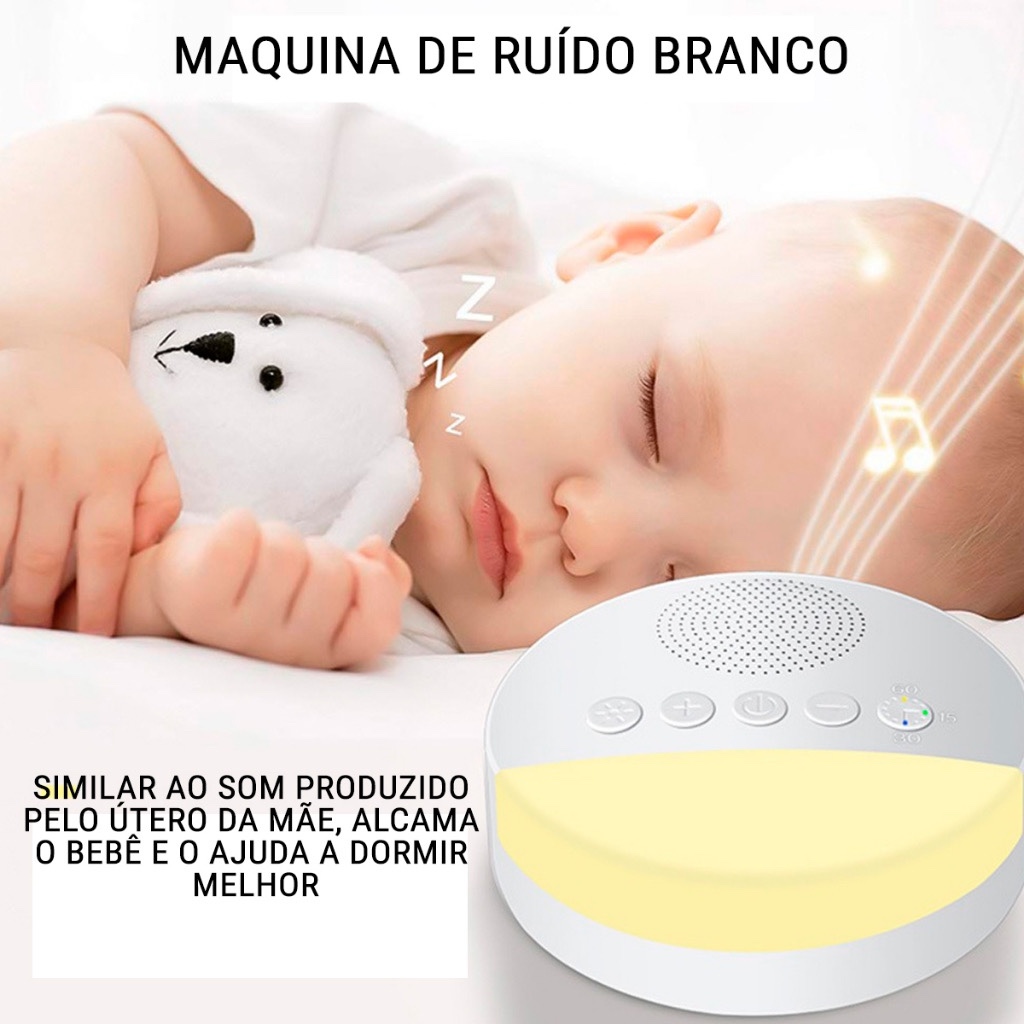 Aparelho Máquina de ruído branco Calmante Bebê Sono Relaxamento USB Recarregável luz noturna
