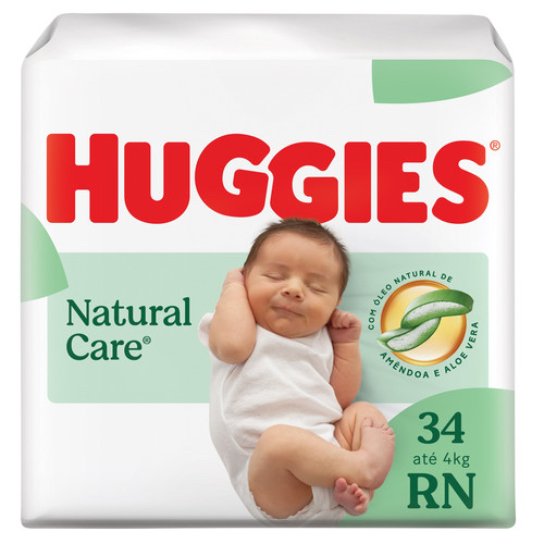 ￼Fralda Premium Huggies Natural Care RN 34 Un
