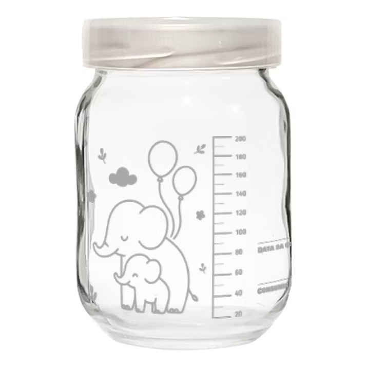 Kit 4 Potes Para Leite Materno C/ Graduação 200ml - Elefante