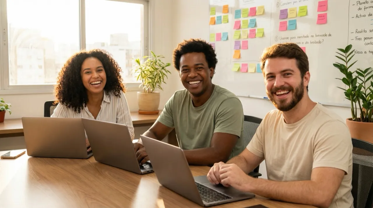 Equipe Celebrei trabalhando no escritório