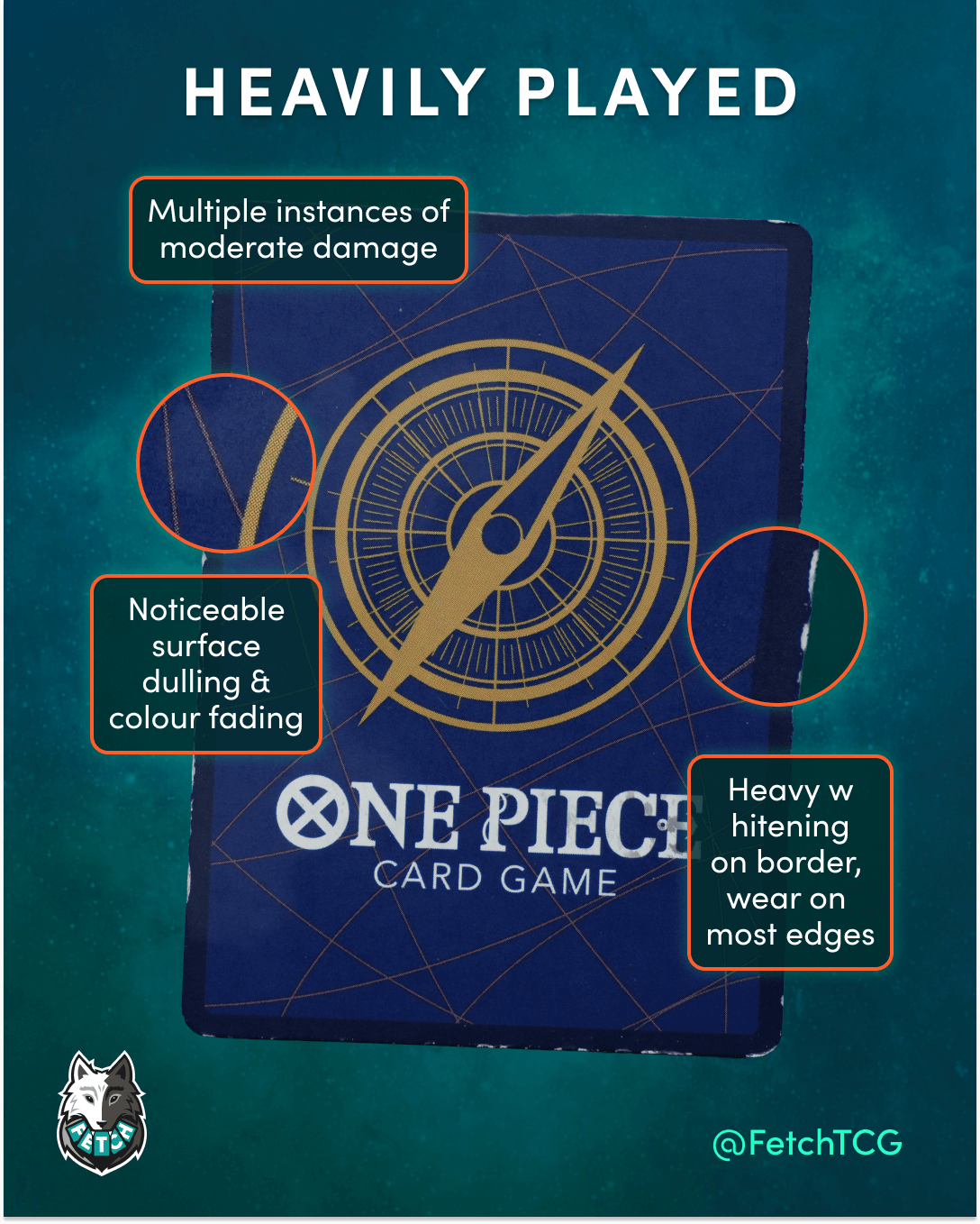 One Piece TCG - Heavily Played condition example