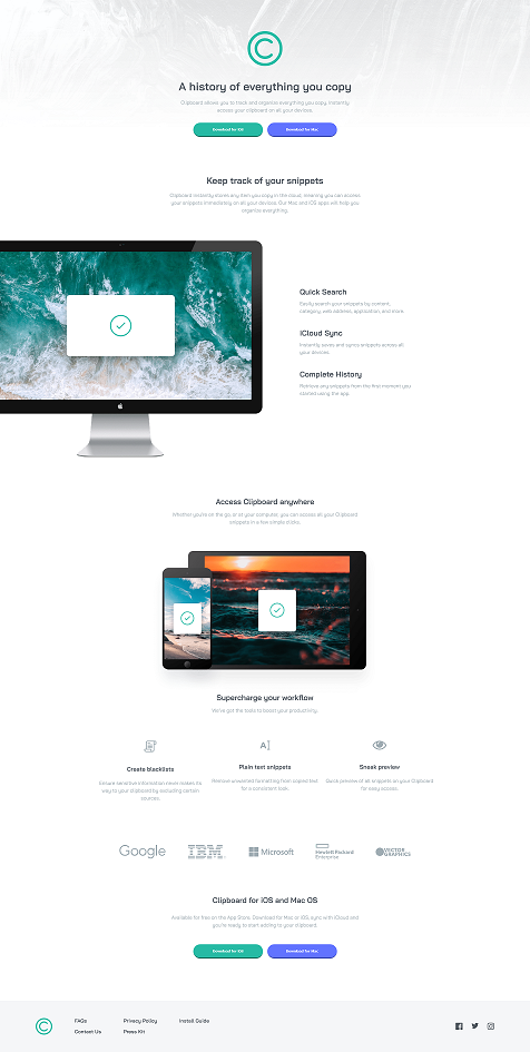 Clipboard Landing Page