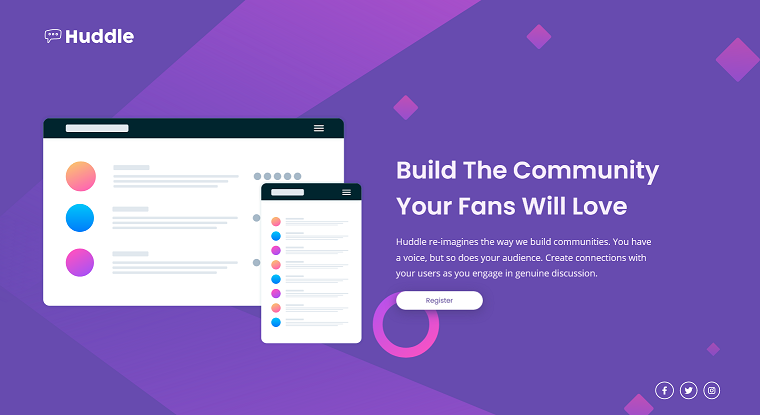 Huddle Landing Page with Single Section