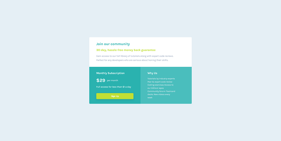 Single Price Grid Component