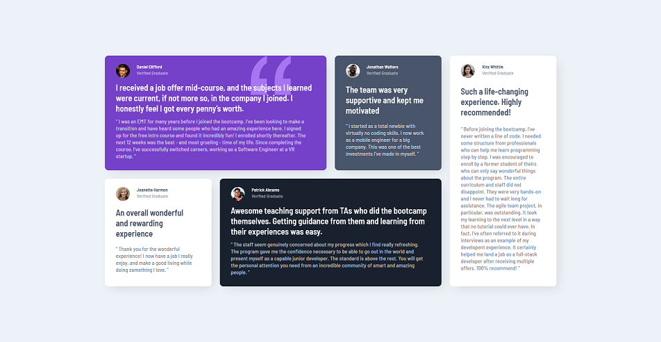 Testimonials Grid Section