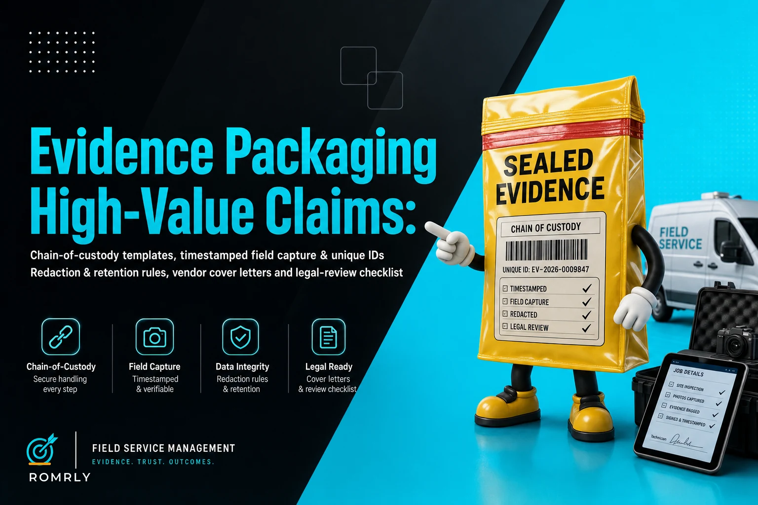 Evidence packaging for high-value claims and legal escalations