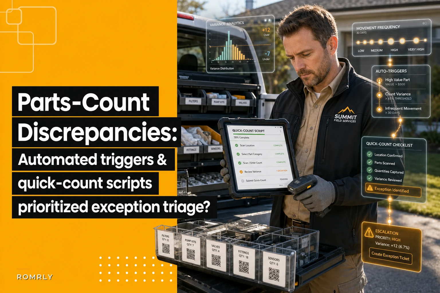 Explaining parts-count discrepancies: automated triggers, quick-count scripts and a prioritized exception triage